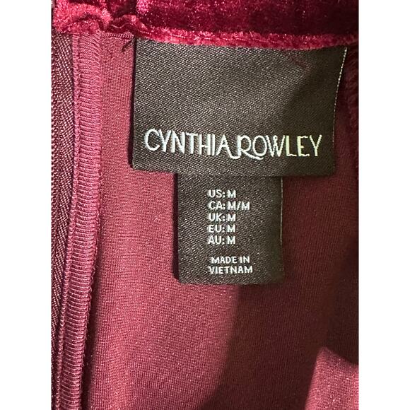 Cynthia Rowley Burgundy Velvet Sleeveless Trapeze Dress Size Medium - Picture 3 of 16